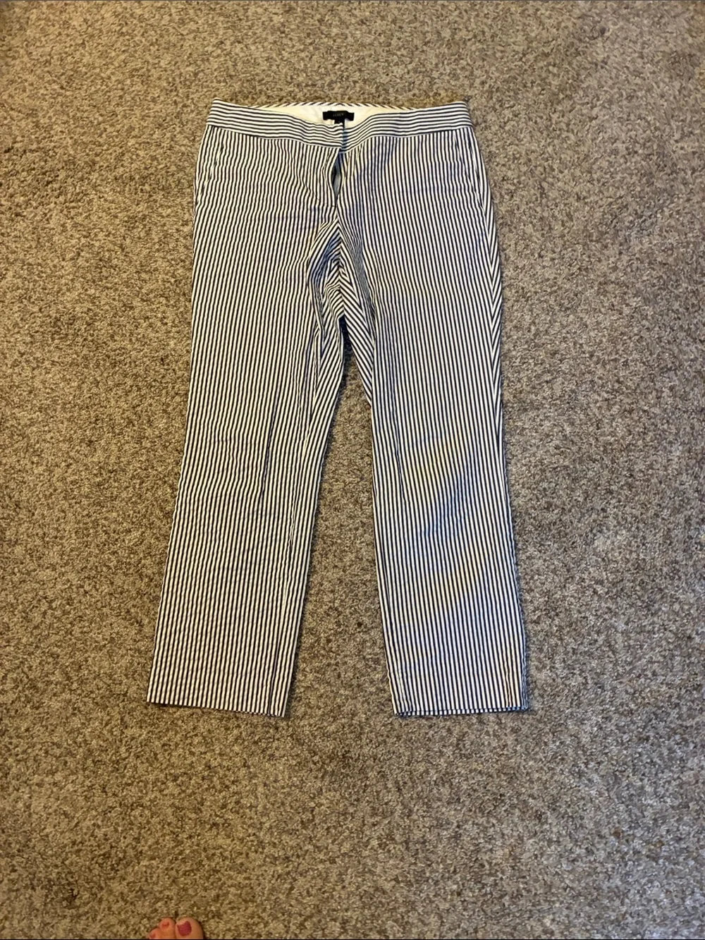 J. Crew Navy and White Striped Women's Trousers